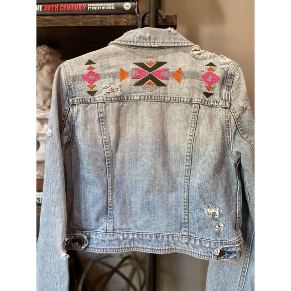 American Eagle Outfitters Jackets & Blazers - (Sold) American Eagle Distressed Embroidered Denim